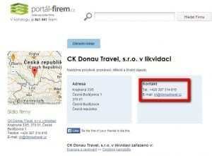 CK Donau Travel, s r.o. v likvidaci s emailem