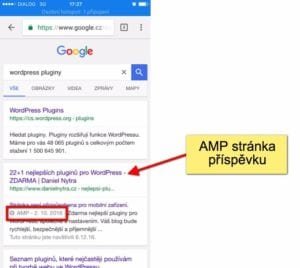 mobile screenshot v Accelerated Mobile Pages (AMP)